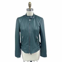 Stunning VTG Liebeskind Berlin Blue-Green Lambs Leather Biker Jacket Sz ... - $213.84