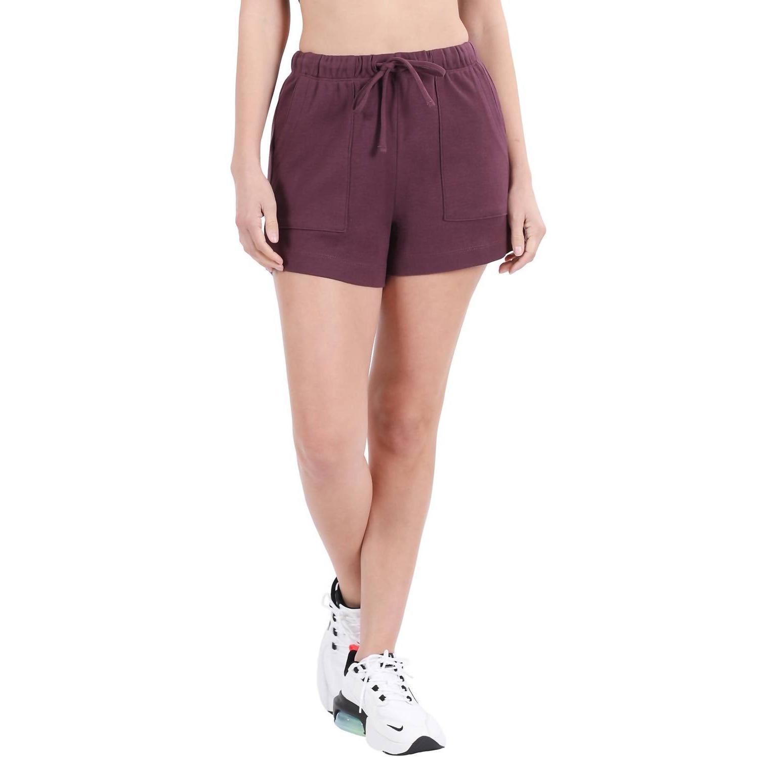 Zenana Cotton Drawstring Shorts Eggplant - $42.00