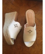 Kate Spade Tenley Espadrille Wedge Leather Sandals White Sz 7.5  NEW - $202.38 CAD