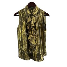 Lauren Ralph Lauren Gold Blouse Metallic Ruffled Sleeveless Size 6 - $33.74