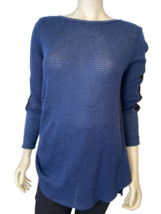 Soft Surroundings Blue Waffle Knit Boat Neck 3/4 Sleeve T Shirt Size M - £10.98 GBP