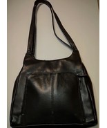 Vintage 1990&#39;s Genuine Leather Shoulder Bag With 8+ Compartments Black - $721.31 MXN