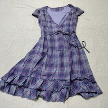 Converse One Star Wrap Dress Small Purple Plaid Lined Y2K Knee Length Gr... - £15.72 GBP