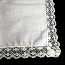 VTG Hanky Handkerchief White with White Lace Floral Border 10” Wedding - £8.27 GBP