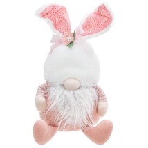 Sitting Pink Bunny Gnome Doll - Easter Primitive Country - Spring Stuffed Rabbit - £46.33 GBP