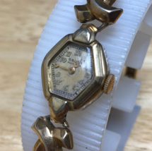 Vintage Gruen Hand Wind Watch Swiss Made Lady 10k Gold Filled Cocktail 6 1/4&quot; - £28.23 GBP