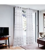 Set of Two 96&quot;  White Wave Embroidered Window Panels - $3,832.26 MXN