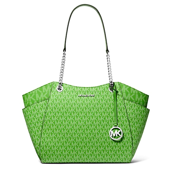 New Michael Kors Jet Set Large Logo Shoulder Bag Jungle Green - $110.31