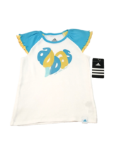 Adidas Toddler Girl&#39;s Short / Cap Sleeve Graphic Top (Size 4) White /Blu... - $13.58