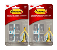 Command Small Stainless Steel Metal Hooks, 4 Hooks, 5 Strips 2 Pack - £9.09 GBP