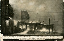 Vtg Postcard 1906 San Francisco CA Metropolitan Temple Embers of Fire Eartquake - £5.58 GBP