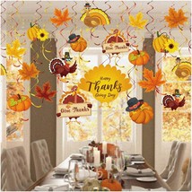 Autumn Harvest Swirls: 30-Count Thanksgiving Party Decorations with Turk... - $30.68