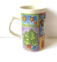 Royal Norfolk Christmas Mug w stars christmas tree presents heart quilted look - £7.84 GBP