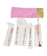 6 Pc Lot - Anime Style Makeup Beauty Brushes + Pouch - Pink Rose Gold Color - £7.47 GBP