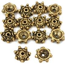 Bali Bead Caps Antique Gold Plated 10.5mm 15 Grams 14Pcs Approx. - $6.76