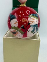 Pier 1 Imports Christmas Ornament Li Bien Reverse Painted Glass 2018 Snowmen - £11.65 GBP