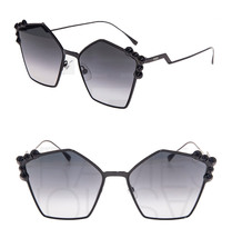 FENDI 0261 CAN EYE FF0261S Shiny Black Stud Gradient Flat Metal Sunglass... - £114.67 GBP