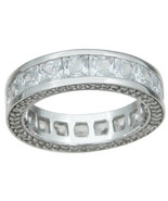Womens 1.00 CT Carat Sterling Silver Princess Cut Eternity Band Ring Siz... - £38.70 GBP