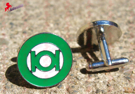 Green Lantern Silver Finish Cufflinks – Wedding, Father's Day, Graduation, Birth - $3.95