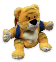 2001 Discovery Toys Tiger Bright Hand Puppet Backpack Book on Back 10" Plush - $12.38
