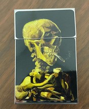 Smoking Skull Gogh Themed Metallic Silver Flip Top 100&#39;S Cigarette Case - £10.83 GBP