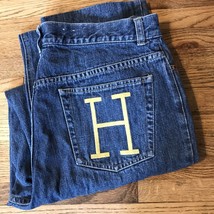 VTG Tommy Hilfiger Sz 12 Women Medium Wash Denim BLUE Jeans Spell Out H ... - £11.01 GBP