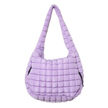 Light Purple Oversized Slouchy Quilted Puffer Puffy Hobo Tote Bag - £38.14 GBP