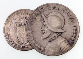 1932 Panama 1/4 Balboa &amp; 1/2 Balboa Lot of 2 Silver Coins KM# 11.1, 12.1 - $113.28