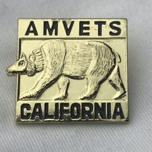 AMVETS California Bear Gold Tone Pin Brooch Veterans USA - £12.25 GBP