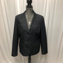 Attention Black Denim Jacket Womens 14 Lined Blazer Pockets Two Buttons - £15.10 GBP