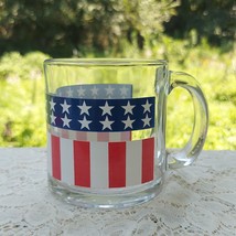 Stars and Stripes Glass Mug Made in USA Vintage Patriotic FREE US SHIPPING - £14.61 GBP