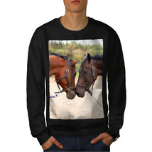 Wellcoda Horse Couple Photo Mens Sweatshirt, Animal Casual Pullover Jumper - £24.06 GBP+