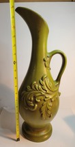 Haeger 8097 Green Floral Pitcher Vase Ceramic 18" Tall image 7
