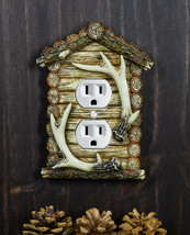 Pack of 2 Rustic Log Cabin Antlers Double Receptacle Wall Outlet Switch Plate - £25.16 GBP