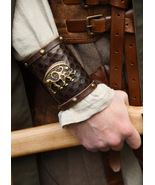 Celtic Wild Boar Leather Bracers – Viking Arm Guards (Pair) - $59.99