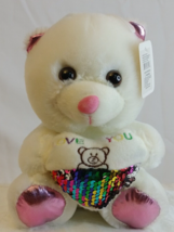 Valentine&#39;s Love You Sequins Heart Teddy Bear 9&quot; - £11.07 GBP
