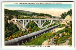 High Bridge Over Green River Gorge Western North Carolina Linen Postcard Unused - £8.76 GBP