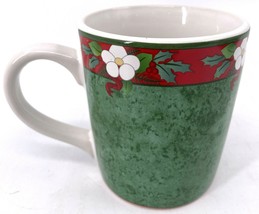 Pfaltzgraff Yuletide Stoneware  3 7/8&quot; Coffee Tea Mug Cup White Flower Red - £6.99 GBP