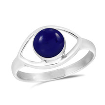 Mystical Evil Eye w/ Blue Lapis-Lazuli Stone Inlay Sterling Silver Ring - 6 - £15.81 GBP