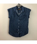Jachs Girlfriend Ladies Short Sleeve Tencel Blouse Small Chevron Blue - $14.58