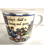 Royal Worcester Birthday Mug Friday&#39;s Child Artist Sue Scullard Made Eng... - $57.71 CAD