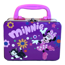 Disney Minnie Mouse Tin Metal Snacks Keepsake Box Tote 5.5&quot;x4x2.75&quot; Pink Handle - £10.99 GBP