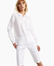 MSRP $70 Inc International Concepts Linen Frayed Tunic White Size XS (STAINED) - £8.45 GBP