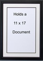 Custom Picture Frame holds 11x17 Document or certificate double matted black fra - £33.15 GBP