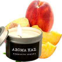 Juicy Peaches Scented Tin Candles Hand Poured Vegan Friendly Eco Soy - £16.04 GBP+