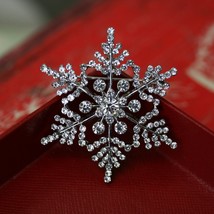 Christmas Jewelry Rhinestone Snowflake Bridal Brooch, Winter Bouquet snowflake p - £15.96 GBP