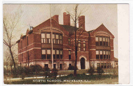 North School Waukegan Illinois 1909 postcard - $4.46