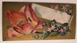 Red Flower Victorian Trade Card VTC 2 - £4.63 GBP