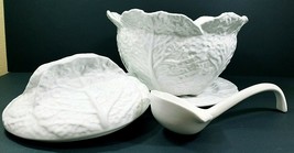 Bordallo Pinheira Cabbage Soup Taureen With Spoon &amp; Underplate 10&quot; x 6&quot; ... - $69.18