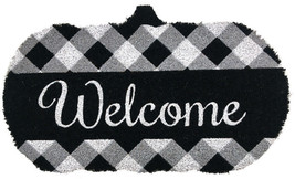 Black And White Pumpkin Fall Natural Fiber Coir Doormat Autumn Welcome 18&quot;X30&quot; - £36.62 GBP